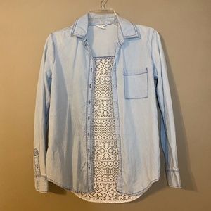 Aeropostale S Women's Button Down with Lace Back